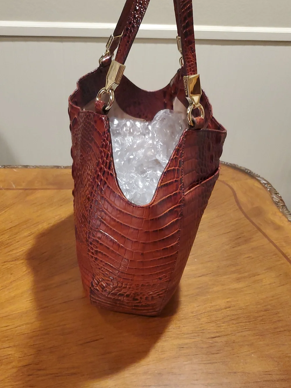 Like NEW Brahmin Marianna Alzette Croc Shoulder Tote - Picture 13 of 14
